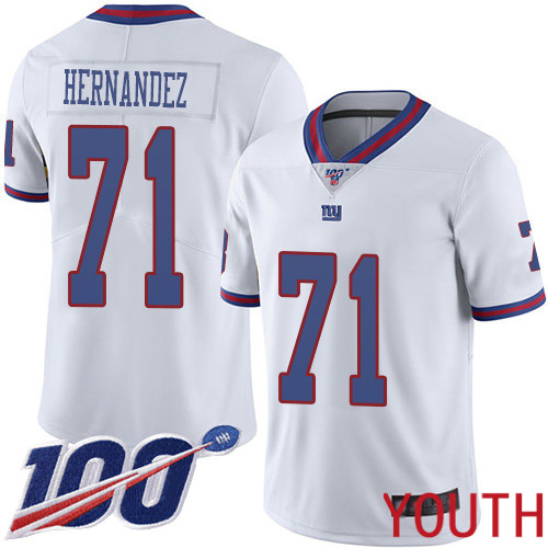 Youth New York Giants #71 Will Hernandez Limited White Rush Vapor Untouchable 100th Season Football NFL Jersey->youth nfl jersey->Youth Jersey